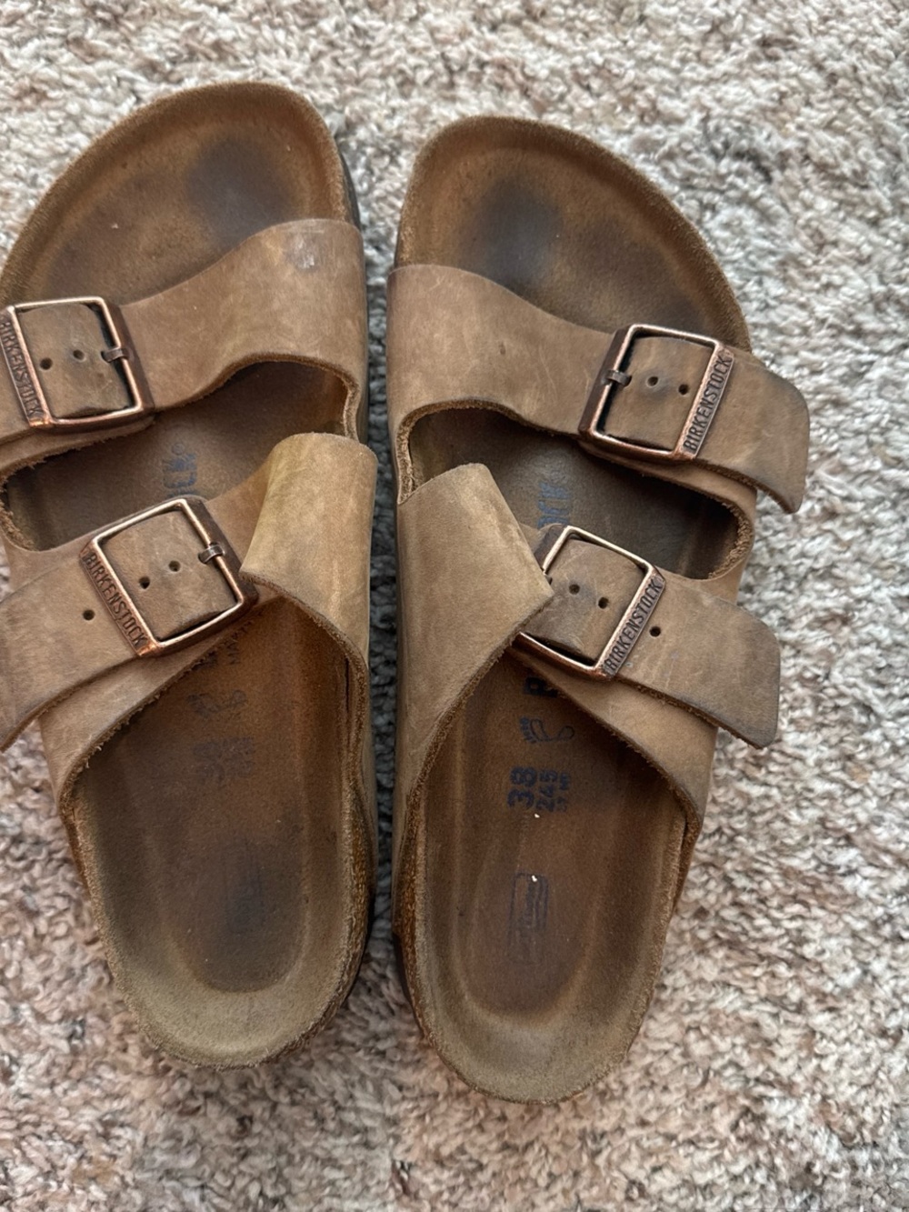 Birkenstock Brown Arizona Sandals with Metal Buckles